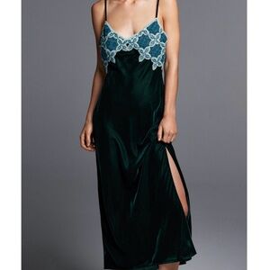 Zara Green and Blue Lace Slip Dress